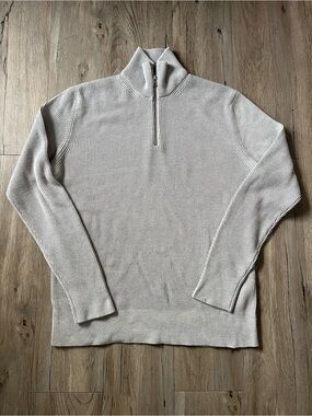 Jack & Jones Men's Light Grey Ribbed Half-Zip Sweater